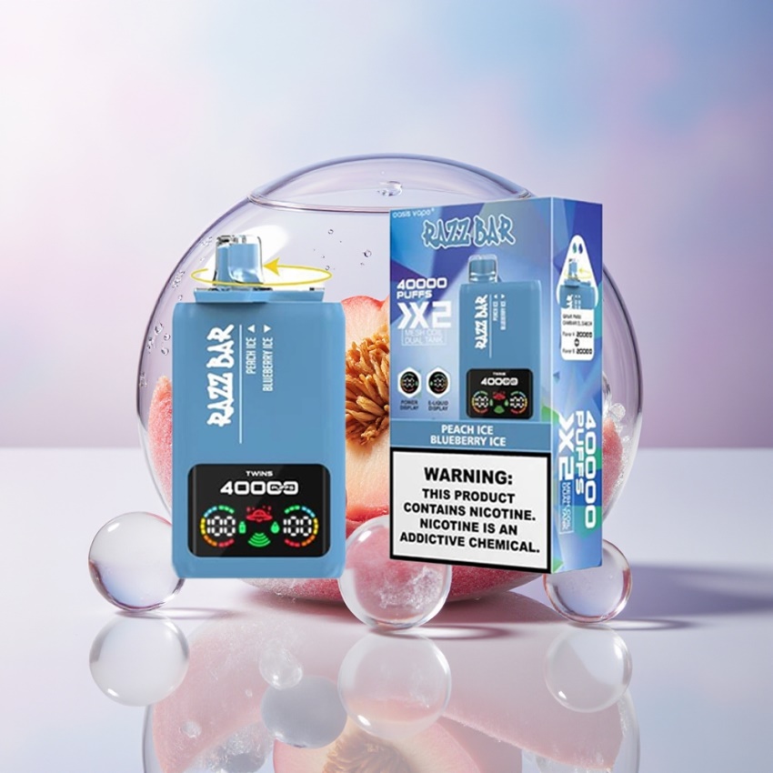 Razz Bar 40000 Puffs Teljesítmény Kijelző Eldobható e-cigaretta Őszibarack Jég/Áfonya Jég magyar nagykereskedés