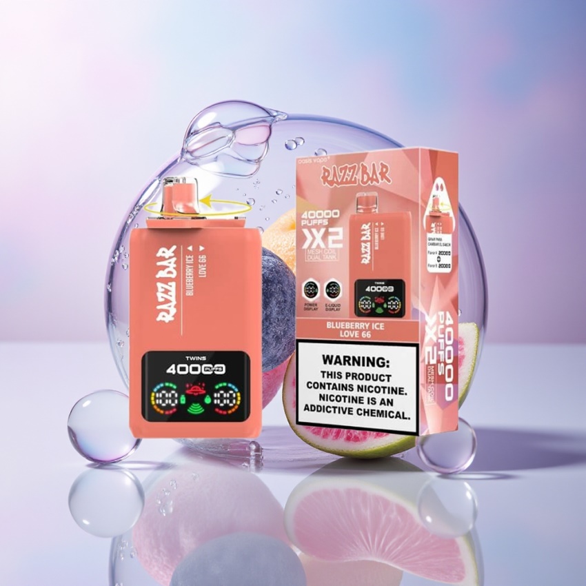 Razz Bar 40000 Puffs Type-C Port Eldobható Vape Áfonya Jég/Szerelmes 66 magyar nagykereskedés