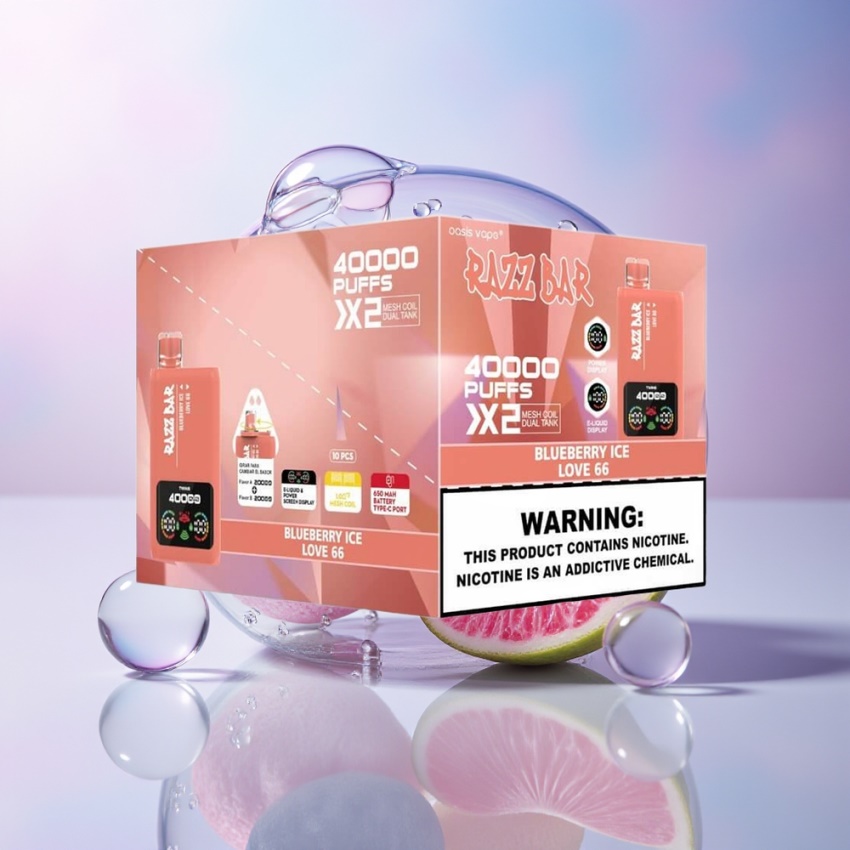 Razz Bar 40000 Puffs Type-C Port Eldobható Vape Áfonya Jég/Szerelmes 66 magyar nagykereskedés