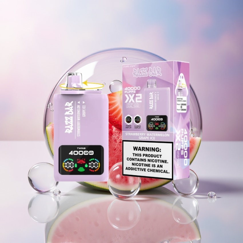 Razz Bar 40000 Puffs magyar nagykereskedés Eldobható E-cigi Eper Dinnye/Jégbe forgatott Szőlő - 650mAh