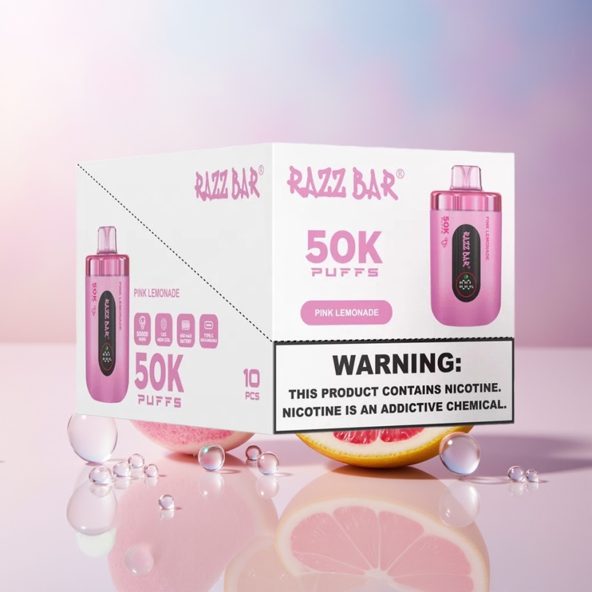 Razz Bar 50K Puffs 1.0 Ohm Mesh magyar nagykereskedés Rózsaszín Limonádé