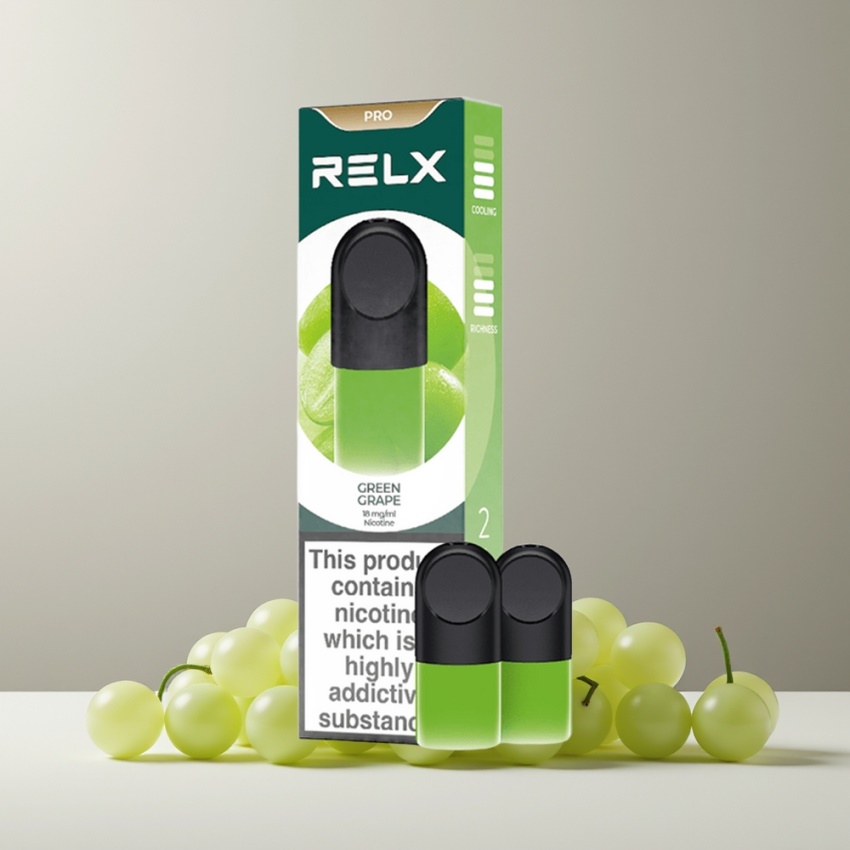 RELX Pod Pro Magyar Nagykereskedés – Zöld Szőlő (1.8% Nikotin, 1.9 ml, Gazdag Gőz)