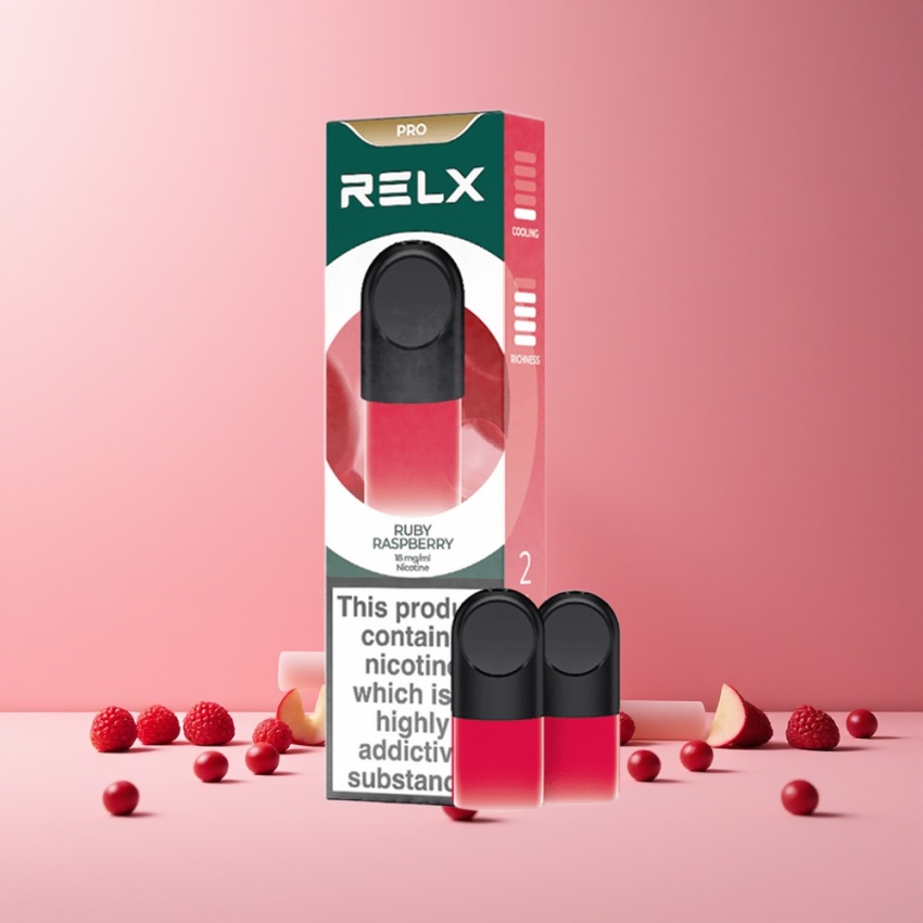 RELX Pod Pro Vape Eszköz Gyümölcs-Rubi Málna magyar nagykereskedés – Kiváló Íz & Sima Élmény (1.8% Nikotin, 1.9 ml)