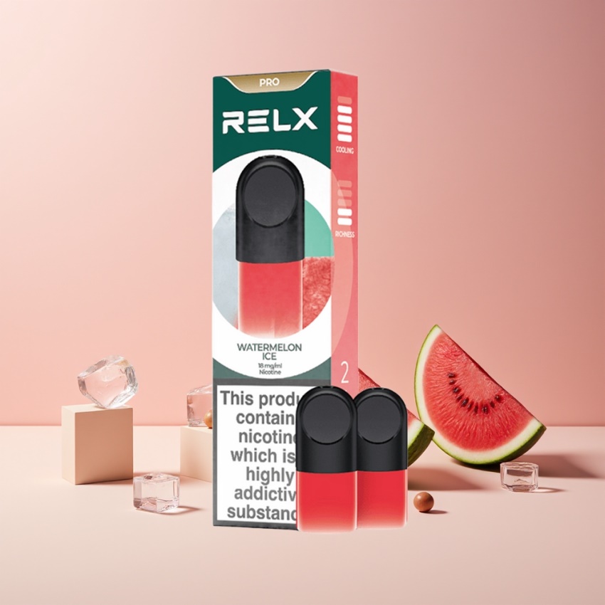 RELX Pod Pro magyar nagykereskedés – Gyümölcs-Görögdinnye Jég, 1.8% nikotin, Kényelmes hőmérséklet