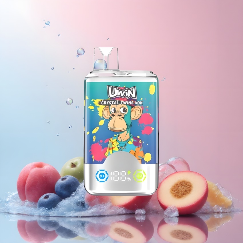 Uwin Crystal Twins 40000 Puffs magyar nagykereskedés Áfonya Jég és Őszibarack Jég