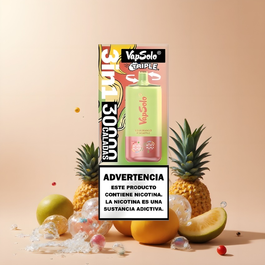 VapSolo Tripe 30000 Puffs 40ml magyar nagykereskedés Savanyú Manga-Ananász