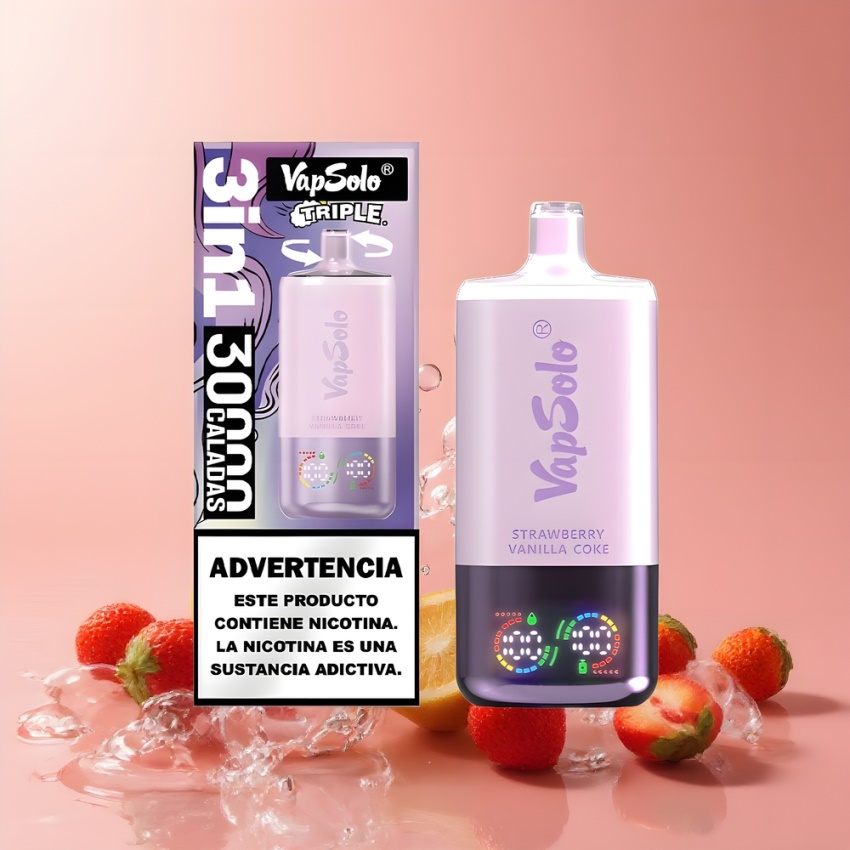 VapSolo Tripe 30000 Puffs 40ml magyar nagykereskedés eper vanília kóla