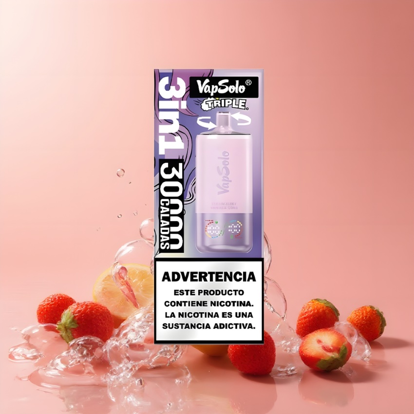 VapSolo Tripe 30000 Puffs 40ml magyar nagykereskedés eper vanília kóla
