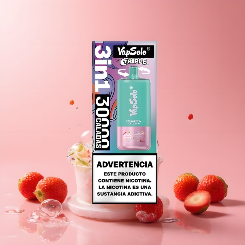 VapSolo Tripe 30000 Puffs 40ml magyar nagykereskedés eperfagylalt