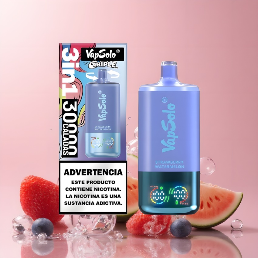 VapSolo Tripe 30000 Puffs magyar nagykereskedés Eper Dinnye & Áfonya Jég 40ml