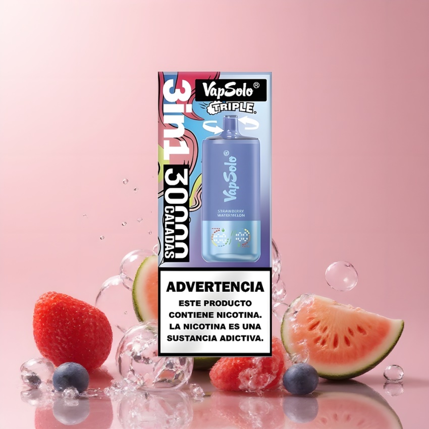 VapSolo Tripe 30000 Puffs magyar nagykereskedés Eper Dinnye & Áfonya Jég 40ml