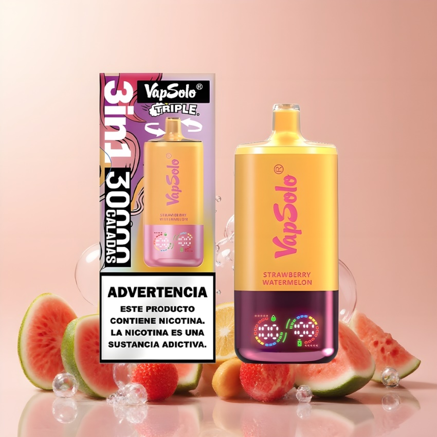 Vapsolo Tripe 30000 Puffs 40ml magyar nagykereskedés Eper Dinnye & Barack Őszibarack