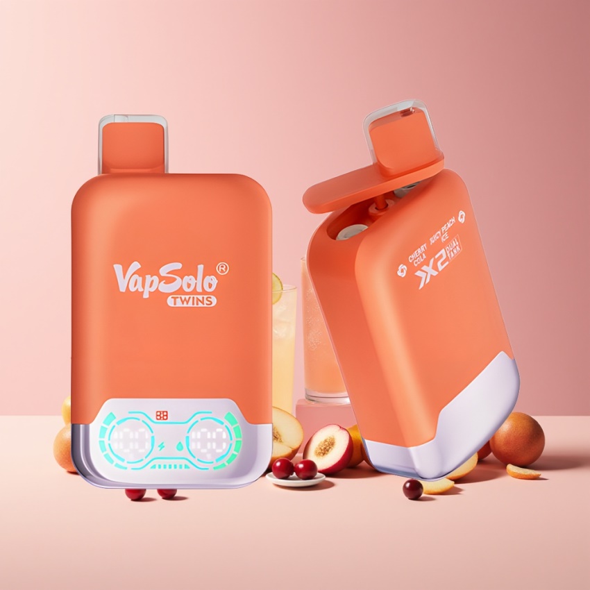 Vapsolo Twins 20000 Puffs 40ml magyar nagykereskedés Cseresznye Kóla & Lédús Őszibarack Jég