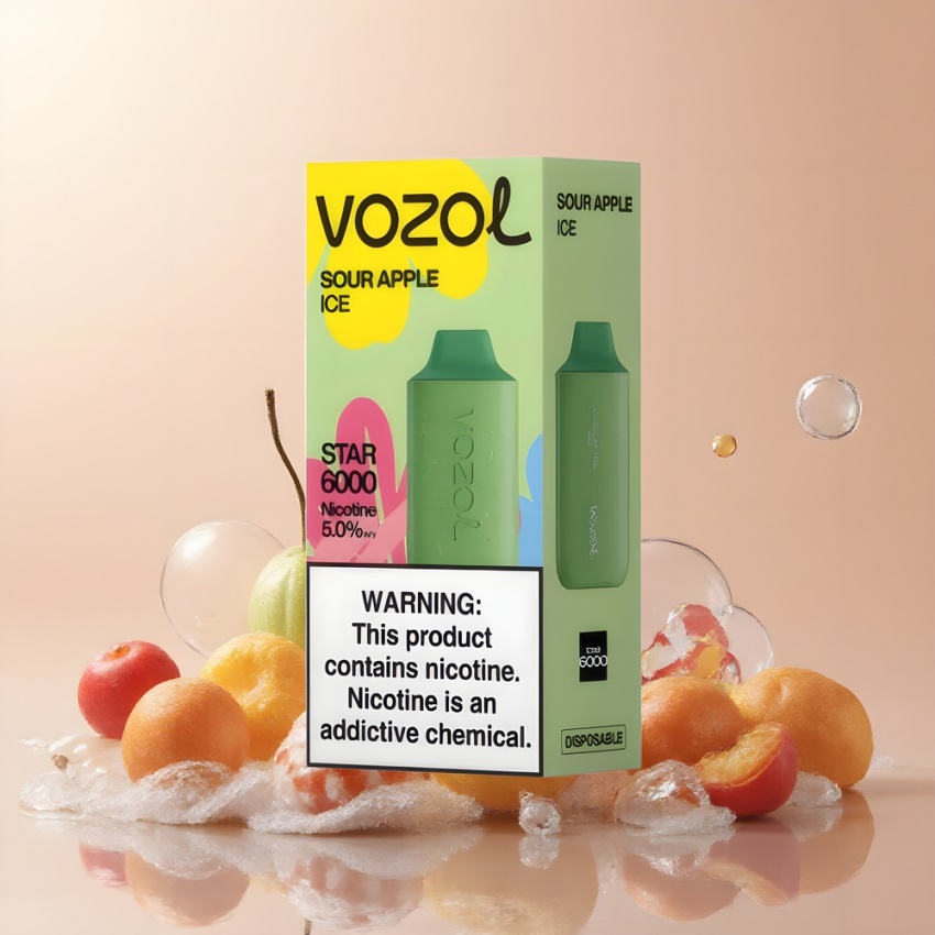 VOZOL STAR 6000 Disposable Vape Savanyú Alma Jég, 14ML, magyar nagykereskedés