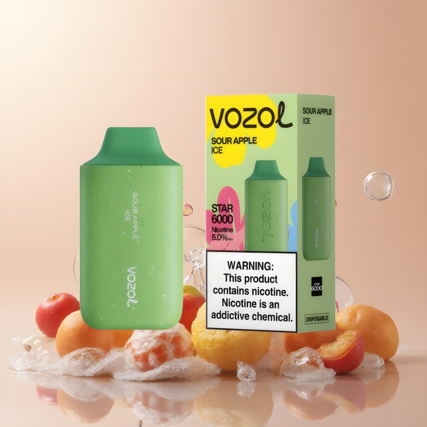 VOZOL STAR 6000 Disposable Vape Savanyú Alma Jég, 14ML, magyar nagykereskedés