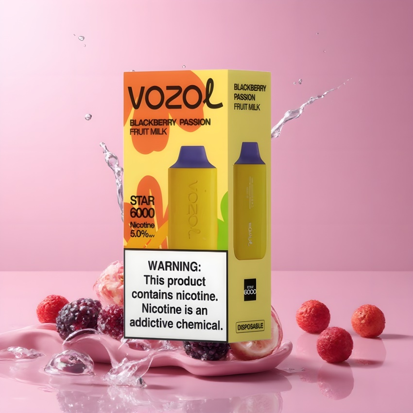 VOZOL STAR 6000 Disposable Vape Type-C Fekete Málna Szenvedély Gyümölcs Tej magyar nagykereskedés