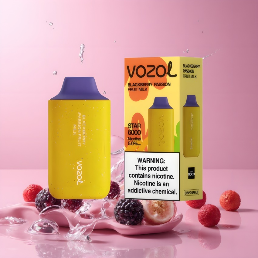 VOZOL STAR 6000 Disposable Vape Type-C Fekete Málna Szenvedély Gyümölcs Tej magyar nagykereskedés