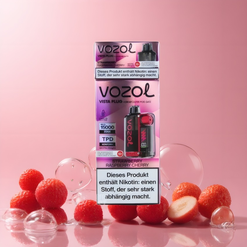 VOZOL VISTA PLUG 6000/10000 Disposable Vape Eper Málna Cseresznye, 360° ízmagyar nagykereskedés